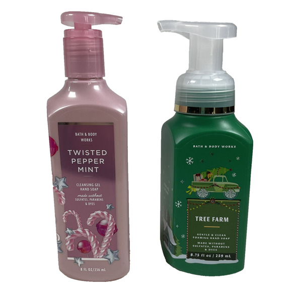 Bath & Body Works Twisted Peppermint & Tree Farm Wintry Hand Soap Gel Foaming - Picture 1 of 5